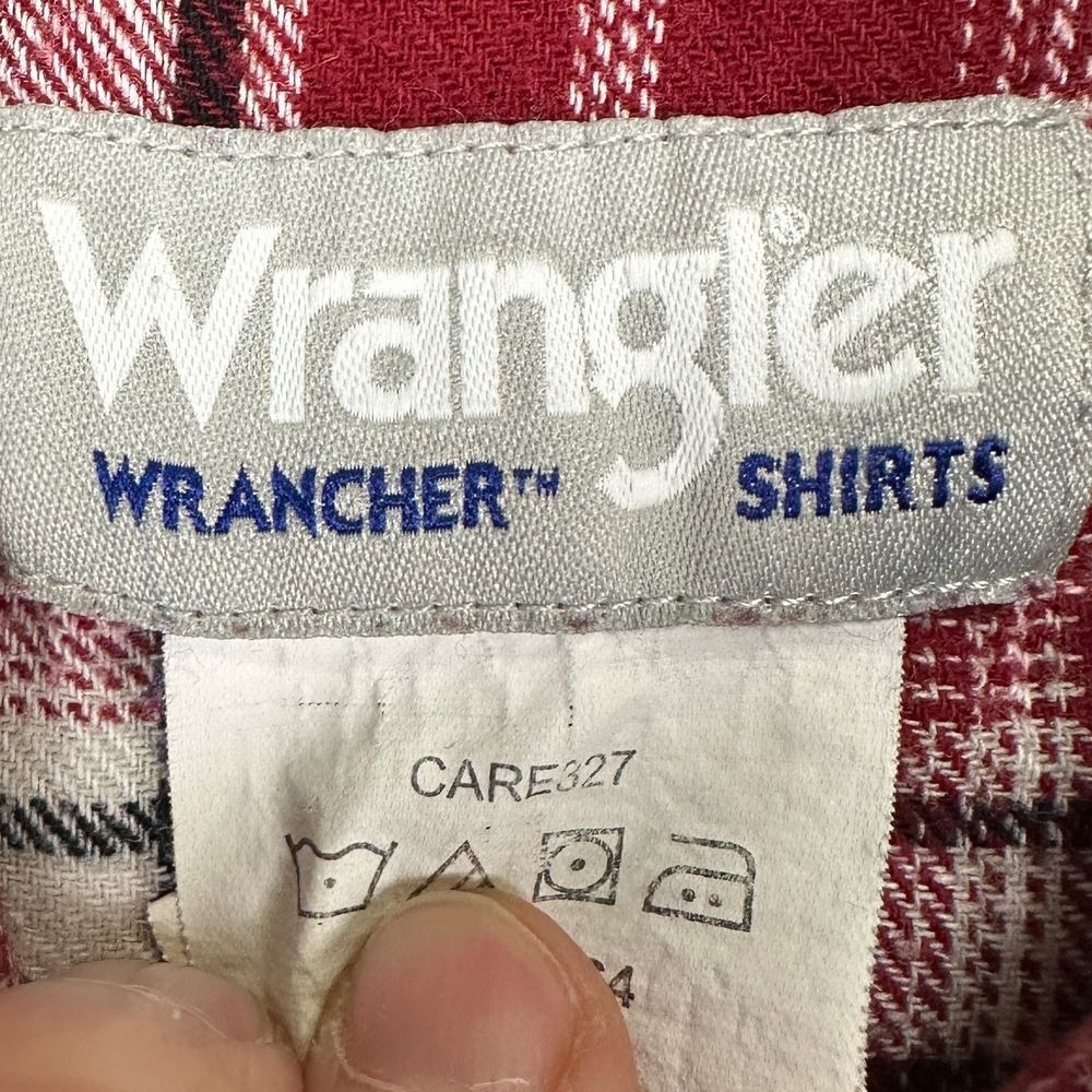 Wrangler Wrancher Button Up Shirt Mens Large Red Plaid Western Pearl Snap Pocket - Picture 4 of 10
